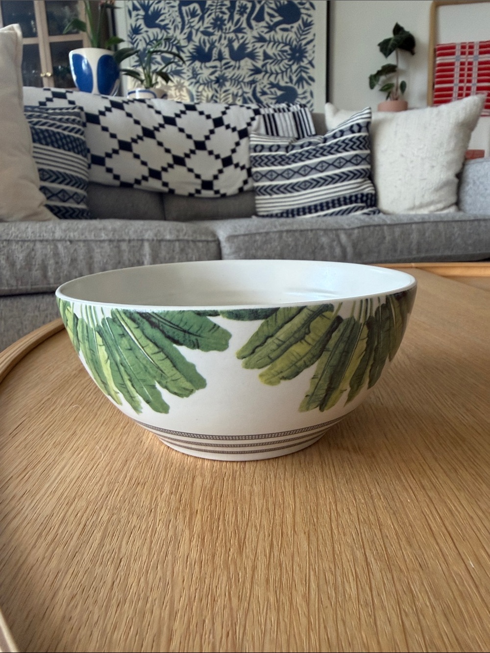 Ceramic Leaf Pattern Bowl - Green